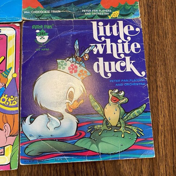 Vintage Children's 7" Records Lot Of 6 Peter Pan Birthday Rabbit Lollipop Firema - Picture 3 of 10
